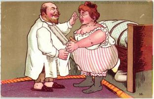 Sie können zu einander nicht kommen. / Fat married couple humour, litho (EK)