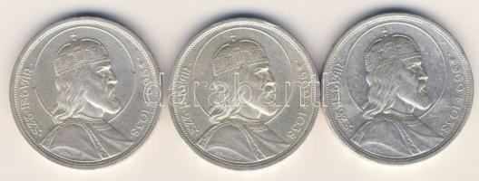 1938. 5P Ag (3x) "Szt.István" T:1/2 kis ph