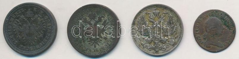 Vegyes: 1782B 1/4kr Cu "II. József" + 1851B 1kr Cu + Ausztria 1851A 1kr Cu + Orosz Birodal...