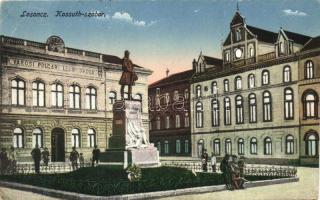 Losonc, Polgári leányiskola, Kossuth szobor; kiadja Filó Marcell / girl school, statue (EB)