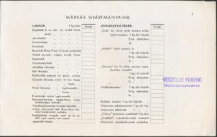 cca 1910-20 Horváth Sándor és Fiai Festék és Lakkgyár, Budapest, sok képpel illusztrált árkatalógus,...