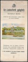 cca 1910 Szt.-Lukácsfürdő gyógyhely, Budapest (Buda), kihajthatós turisztikai nyomtatvány,  23x42cm+ ártáblázat