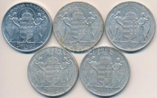1943. 5P Al "Horthy Miklós születésének 75. évfordulója" (5x) T:1-,2,2-