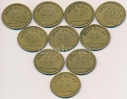 Németország DN "20 Wertmarke" Cu zseton (10x) (25x21mm) T:2
Germany ND "20 Wertmarke...