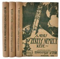 Rugonfalvi Kiss István: A nemes székely nemzet képe I-III. Debrecen, 1939-1940. Lehotai Pál kiadása. 447 p. 2 sztl. lev. 1 színes t. + 1 kihajtható, nagyméretű térképlap., 496 p. 1 sztl. lev. (1 térképmellet hiány), XVI. 321 p. Kiadói, festett egészvászon-kötésben, jó állapotban.