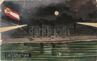 SMS Szigetvár, a K.u.K haditengerészet Zenta-osztályú védett cirkálója / SMS Szigetvár, Austro-Hungarian Navy Zenta-class protected cruiser, Austrian flag (b)