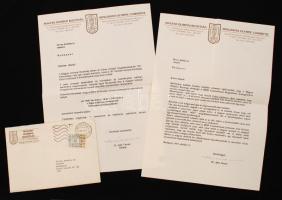 1995 Aján Tamás (1939- ) sporttisztviselő, akkori MOB-főtitkár 2 db személyes hangvételű levele Orvos András (1925- ) súlyemelő részére, borítékban