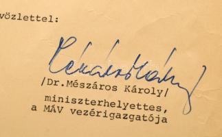 1972 Mészáros Károly (1921-1973) közlekedési- és postaügyi miniszterhelyettes, MÁV-vezérigazgató kös...