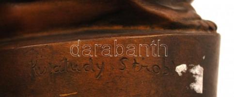 Kisfaludy Stróbl Zsigmond (1884-1975): Guggoló leány.
Bronz, jelzett, márvány talapzaton, m:33 cm