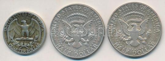 Amerikai Egyesült Államok 1944. 1/4$ Ag "Washington" + 1964. 1/2$ Ag "Kennedy" (...