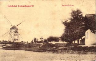 1915 Kiskunhalas, Kuruczhalom, szélmalom; Németh János kiadása (EK)