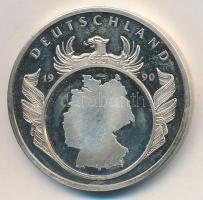 Németország 1990 "Európai valuták / Németország" ezüstözött Br emlékérem, aranyozott érme nélkül (40mm) T:PP ujjlenyomat,karc Germany 1990. "European currencies / Germany" silver plated Br medal without gold plated coin (40mm) C:PP fingerprint,scratched