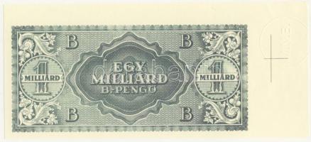 1946. 1000.000.000B.-pengő "zöld" csak hátlapi nyomat, jobb sarokívszél illesztőkereszttel + M.N.B. szárazbélyegzővel! T:I