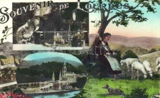 Lourdes, the Cave, Rosary Basilica, girl with sheep