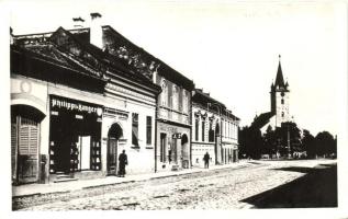 Szászrégen, Philippi & Langer könyvesbolt / street with bookshop