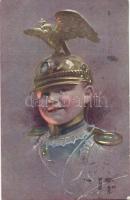 Child in Prussian cavalary helmet Garde du Corps, M. Munk No. 955