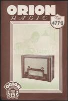 cca 1930 Orion rádió reklámnyomtatvány