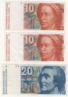 Svájc 1990-92. 10Fr (2klf) + 20Fr, beváltahtó nominál T:II