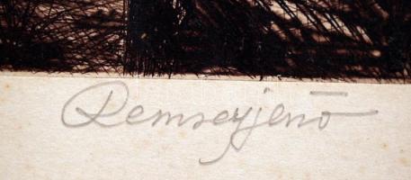 Remsey Jenő (1885-1970): Behavazott. Rézkarc, karton, 19×30 cm