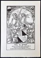 Albrecht Dürer: Exlibris Hektor Pömer részére. későbbi fametszet üdvözlőlapként magánkiadásban / Later woodcut in greeting card 15x20 cm