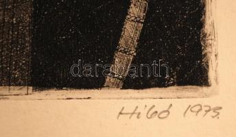 Hibó Tamás (1947-1991): Csendélet. Rézkarc, karton, jelzett, 39×29 cm