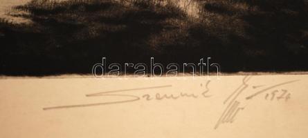 Szennik György (1923-): Tavaszi erdő. Rézkarc, karton, jelzett, 28×31 cm