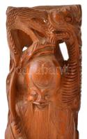 Shou Lao örök élet faragott fa szobor, m: 37,5 cm