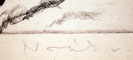 Novák Lajos (1927-): Tél. Rézkarc, karton, jelzett, 29×40 cm