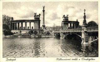 Budapest XIV. Városliget, Millenniumi emlék, híd, csónakázó tó (EB)