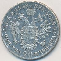 Ausztria 1848A 20kr Ag I.Ferdinánd T:2,3 karc, ü. Austria 1848A 20 Kreuzer Ag &quot;Ferdinand I&quot; C:XF,F scratched, ding