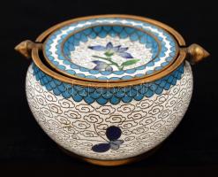 Zománcozott réz hamuzó, d: 8 cm, m: 5 cm