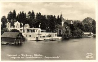 Pörtschach am Wörthersee, Uferpartei mit Hotel-Restaurant 'Seepromenade' / Lakeside view with the Hotel and Restaurant Seepromenade