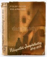 Földy János: Világostól Josephstadtig. 1849-1856. Földy János naplótöredékeiből közreadta Balassa Imre. Bp, 1939, Kir. Magy. Egyetemi Ny. 323 l., 8 t. (képek). Számos egész oldalas rajzzal illusztrálva. Kiadói egészvászon-kötésben, eredeti, színes, illusztrált papír védőborítóban, jó állapotban.