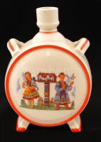 Zsolnay porcelán kulacs, matricás, hibátlan, jelzett, m: 11,5 cm