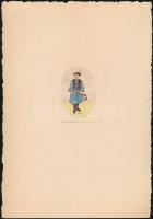 Détári Dettár György (1892-1951): Népviseletek: Bodrogi lány, hortobágyi csikós, kalocsai lány 3db j...