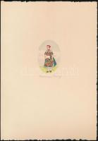 Détári Dettár György (1892-1951): Népviseletek: Bodrogi lány, hortobágyi csikós, kalocsai lány 3db j...