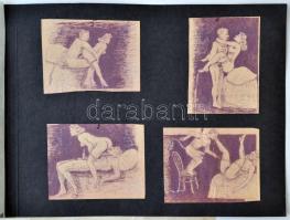 cca 1930 A faun és a nő. Erotikus rajz sorozat. 10 db sokszorosított rajz / Erotic graphics. Set of 10.