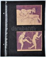 cca 1930 A faun és a nő. Erotikus rajz sorozat. 10 db sokszorosított rajz / Erotic graphics. Set of ...