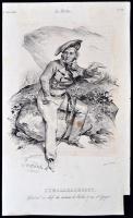 1833 Tomas Zumalakarregi Imatz (1788-1835) baszk tábornok kőnyomatos képe / Lithographic image of Basque Spanish general 16x25 cm