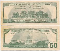 2db színházi kellék pénz: Amerikai Egyesült Államok 2001. 50$ + 2003. 100$ T:III