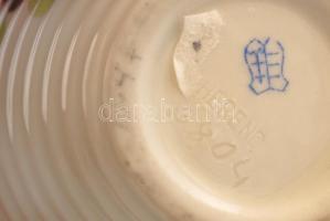 Herendi virágmintás minikorsó, kézzel festett, jelzett, apró kopásnyomokkal, m: 9 cm