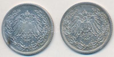 Német Birodalom 1905A-1914A 1/2M Ag (2x) T:2-
German Empire 1905A-1914A 1/2 Mark Ag (2x) C:VF