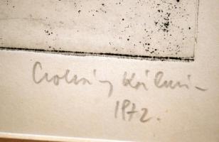 Csohány Kálmán(1925-1980): Férfi fej. Rézkarc(próbanyomat), papír, jelzett, üvegezett keretben, 14x1...