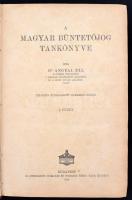 dr. Angyal Pál: A magyar büntetőjog tankönyve. I-II. Bp., 1920, illetve 1915. Athenaeum. Korabeli ko...