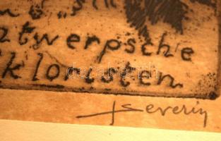 Juliaan Severin (1888-1975): Antwerpsche Folkloristen. Ex libris, papír, jelzett, 11×10 cm