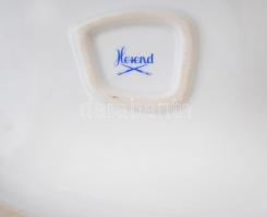 Herendi virágmintás porcelán leveles tál, kézzel festett, hibátlan, jelzett, 24x20 cm