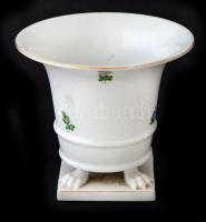 Herendi virágmintás porcelán karmos kaspó, kézzel festett, hibátlan, jelzett, d: 15 cm, m: 13,5 cm