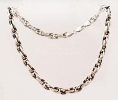 Ezüst, vastag ovális szemű nyaklánc, Ag., nettó: 44,6gr, jelzett, 46cm / Silver necklace, Ag, net. 44,6gr, marked, 46cm