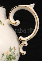 Hollóházi Erika mintás porcelán teás készlet(6 csészével, teáskannával, kiöntővel, cukortartóval) sü...