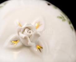 Hollóházi Erika mintás porcelán teás készlet(6 csészével, teáskannával, kiöntővel, cukortartóval) sü...